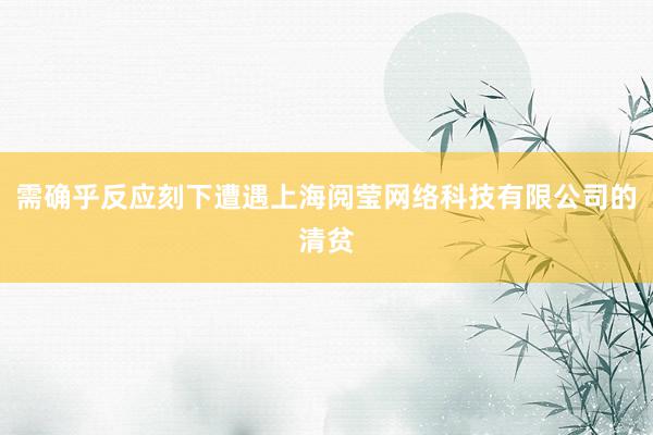 需确乎反应刻下遭遇上海阅莹网络科技有限公司的清贫